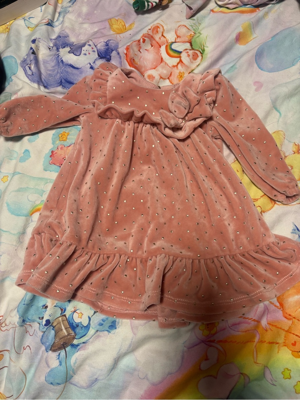 7/$30 Tahari Dusty Rose Velvet Dress with Rhinestone Dots
